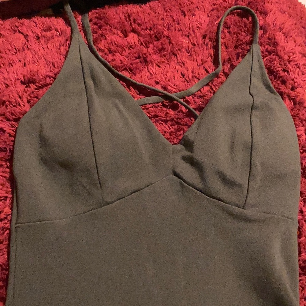 Green opened back dress